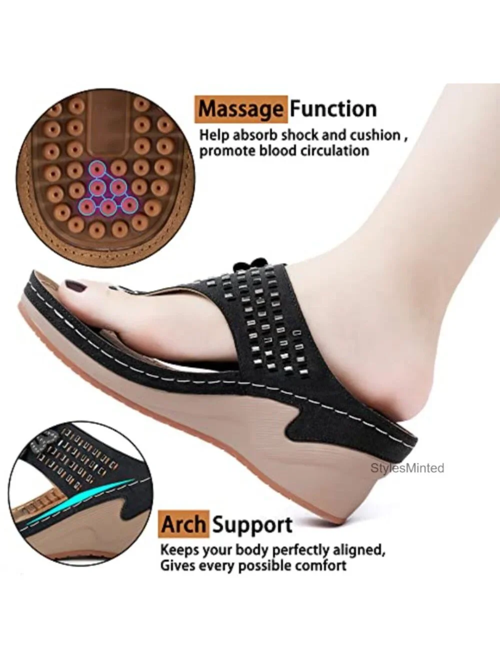 Wedge Sandals for Women with High Increased Platform Cushion Footbed Summer